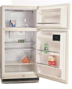 an open refrigerator with the door wide open