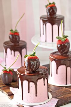 chocolate covered strawberry cakes are displayed on the instagram page for valentine's day