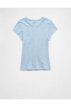 Intricate pointelle knit/Crew neck/This tee is Real Good: Made with the planet in mind & a promise to continue to do better. Pointelle Knit, Do Better, Women's Jeans, American Eagle Outfitters, American Eagle, Women Jeans, Crew Neck, Knitting, T Shirt