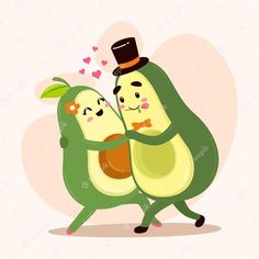 an illustration of two cucumbers in love, one holding the other's hand