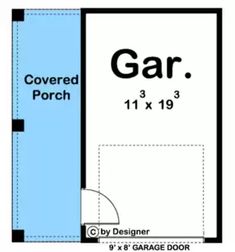 the floor plan for a garage with an attached porch