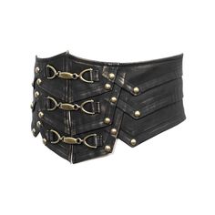 A steampunk faux leather belt tinted bronze with buckles and studs.The buckles can be undone and the drawstring at the back can be readjusted. Product Specifications:Style: PunkFabric: 55% Mucilage Glue, 45% Synthetic Leather Black Steampunk Corset Belt For Larp, Black Steampunk Corset Belt For Festival, Steampunk Corset Belt For Cosplay, Medieval Black Corset Belt For Festivals, Medieval Corset Belt For Larp With Belt Loops, Adjustable Festival Belts With Rivets, Adjustable Gothic Corset Belt, Steampunk Black Corset Belt With Belt Loops, Antique Black Belt Buckles For Festivals