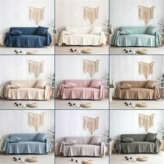 six pictures of different couches in various colors