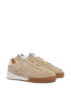 Courrèges Club 02 Suede Leather Sneakers - Farfetch Beige Sneakers With Leather Sole For Streetwear, Beige Low-top Suede Sneakers, Beige Suede Low-top Sneakers, Beige High-top Sneakers With Stitched Sole, Beige Suede Sneakers With Contrast Sole, Cream Suede Sneakers With Leather Sole, Classic Beige Sneakers With Stitched Sole, Cream Suede Sneakers With Rubber Sole, Casual Beige Calf Leather Sneakers