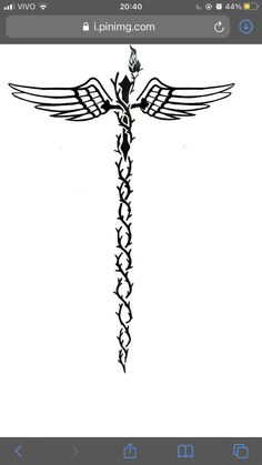 a drawing of a cross with wings on it's back and the words, i love