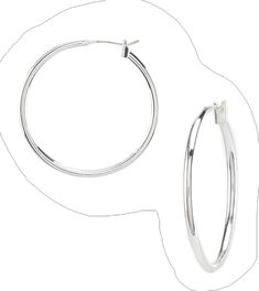 Trendy Sterling Silver Hoop Earrings For Formal Occasions, Hypoallergenic Hoop Earrings For Formal Occasions, Adjustable Classic Hoop Earrings, Classic Adjustable Hoop Earrings, Classic Round Metal Hoop Earrings, Silver Hypoallergenic Hoop Earrings For Formal Occasions, Classic Adjustable Hoop Earrings For Pierced Ears, Adjustable Classic Hoop Earrings In Sterling Silver, Elegant Cadmium-free Hoop Earrings