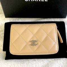 Chanel Beige Caviar Quilted Zip Coin Purse Wallet Silver Hardware Comes With Box, Booklet, Tags, Dustbag Price Is Firm Chanel Beige, Coin Purse Wallet, Chanel Bags, Chanel Handbags, Silver Hardware, Purse Wallet, Zip Around Wallet, Coin Purse, Dust Bag