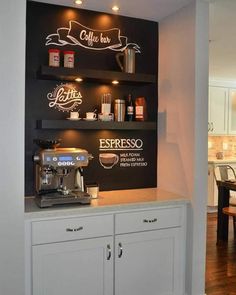 there is a coffee bar in the kitchen