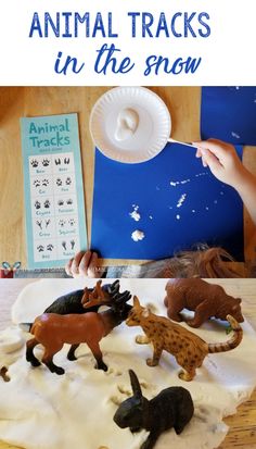 the animal tracks in the snow are fun for kids to play with and practice their fine motor skills