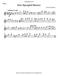 sheet music with the words star - spangled banner written in black and white on it