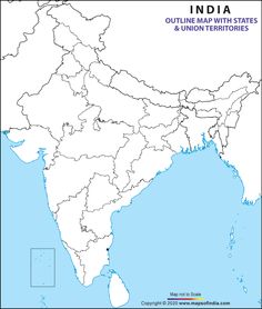 india outline map with states and union territory