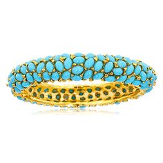 Turquoise Cabochon Bangle by Kenneth Jay Lane Luxury Cabochon Bangle Jewelry, Luxury Turquoise Bangle Bracelet, Luxury Kingman Turquoise Bangle Bracelet, Modern Turquoise Cuff Bangle, Turquoise Natural Stone Cuff Bangle, Luxury Turquoise Cuff Bangle, Cabochon Bracelet, Crochet Mat, Kenneth Jay Lane