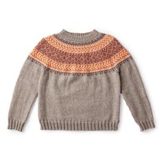 a sweater with an orange and brown pattern on it