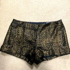 Beautiful Express Shorts. Gold And Black. Fully Lined With 2 Side Pockets. Mud-Rise. Excellent Quality; Brand New Never Worn Condition. Wear With Your Favorite Black Top And Heels For A Night Out Or Flats During The Day. Tweed Shorts, Gold Shorts, Black Top, Black And Gold, Night Out, Size 4, Womens Shorts, Brand New, Heels