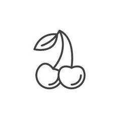 two cherries with leaves line icon