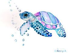 a drawing of a sea turtle with bubbles coming out of it's back end