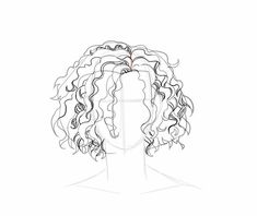 a drawing of a woman's head with curly hair