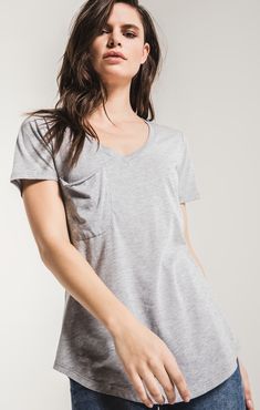 The Pocket Tee / Z SUPPLY Burnout Fabric, Outfits Winter, Tee Outfit, Clothing Co, Pocket Tee, Heather Gray, Heather Grey, Fashion Clothes Women, High Waisted Skirt