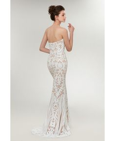 Shop Strapless White Fitted Mermaid Formal Dress Sexy For Women online. Custom-made any plus size or color. Pro since 2009. White Glamorous Fitted Mermaid Dress, Low Back Dresses, Floor Length Skirt, Types Of Skirts, Formal Dress, Mermaid Formal Dress, Floor Length, Wedding Gowns, Evening Dresses