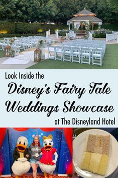 disney's fairy tale wedding showcase at the disneyland hotel with food and desserts