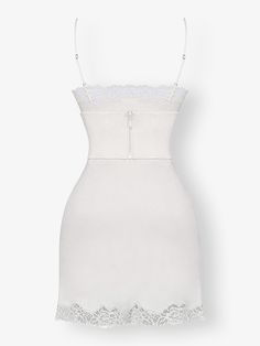 Introducing the monaco dress, cut from delicate lace satin. This sleeveless bodycon features a V-neck and spaghetti straps, designed to sculpt and shape, highlighting an hourglass silhouette effortlessly. Monaco Dress, Hourglass Silhouette, Monaco, Dress Shop, Spaghetti Strap, Spaghetti, White Dress, Satin, V Neck