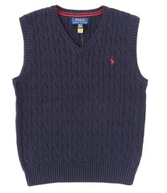 From Polo Ralph Lauren,classic fit Rib-knit sweater fabricV-neck ribbed armholes and hemPullover construction Signature embroidered Pony at the left chest.Size medium has a 21½" body length (front and back)Cotton Machine wash/line dryImported. Cotton Sweater Vest For Winter, Ralph Lauren Sweater Vest Outfit, Knitted Cotton Vest For Fall, Classic Sleeveless Sweater Vest For Fall, Navy Casual Sweater Vest For Fall, Knitted Crew Neck Winter Vest, Winter Knitted Crew Neck Vest, Navy Sleeveless Vest For Fall, Winter Crew Neck Knitted Vest