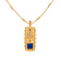 The Kaia Initial Cartouche Necklace centers around an intricate cartouche, which the ancient Egyptian rulers inscribed their names on to protect them against evil spirits. Our modern iteration features an evil eye, crystal initial and genuine lapis—introduce this unique talisman into your everyday layers. Cartouche Necklace, Evil Eye Crystal, Gold Dipped, Evil Spirits, 22k Gold, Ancient Egyptian, Evil Eye, Initials, Great Gifts