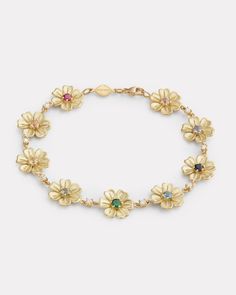 Linked Multi Color Floral Bracelet – Jamie Wolf Princess Jewelry, Successful Life, Imperial Topaz, Floral Bracelet, Jewelry Accessories Ideas, Spring Color, Expensive Jewelry, Heart Drop Earrings, Jewelry Lookbook