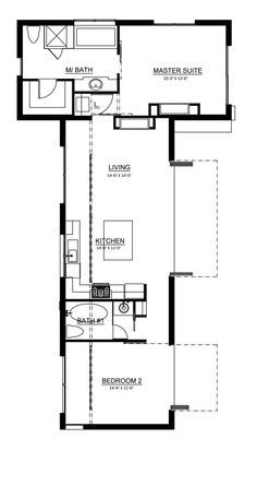 the floor plan for a two bedroom, one bathroom apartment with an attached kitchen and living room