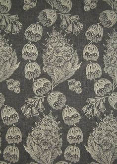 a black and white floral pattern on fabric