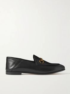 GUCCI Brixton horsebit-detailed leather collapsible-heel loafers | NET-A-PORTER Gucci Leather Loafers For Work, Gucci Leather Shoes For Work, Designer Loafers With Leather Lining For Workwear, Leather Loafers With Horsebit Detail For Workwear, Elegant Gucci Loafers With Flat Heel, Elegant Gucci Pointed Toe Loafers, Calf Leather Loafers With Horsebit Detail For Work, Chic Gucci Loafers For Formal Occasions, Chic Leather Loafers For Galas