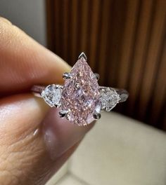 Pink Diamond Wedding Rings, Pink Diamond Engagement Ring, Pear Shaped Diamond Ring, Pretty Engagement Rings, The Bling Ring, Pear Cut Engagement Rings, Cute Engagement Rings