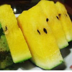 slices of watermelon and broccoli on a plate