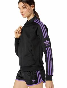 [DV0132] Womens Adidas Originals Superstar Track Top WHY PURCHASE FROM US? Free shipping and free returns on all orders within the US Always 100% authentic We ship within 24 hours (not including weekends or holidays) All items ship from our facility in the US (New Jersey) All sizes are quoted in US sizes Your order will ship via USPS or UPS with a traceable tracking number 30 Day return policy Quick response to customer inquires High feedback score Ship all items in secure packaging International shipping offered via the eBay Global Ship Program Nike and Jordan brand products are not eligble for International Shipping FEATURES Style: DV0132 Color: Black Gender: Womens RETURNS If you are not 100% satisfied, you can return your item(s) for a full refund within 30 days of purchase. You have 3 70s Shorts, Adidas Og, Adidas Activewear, Shorts Adidas, Womens Adidas, Adidas Originals Superstar, Adidas Originals Women, Purple Jacket, Retro Look