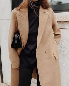 Fall Fashion Coats, Tan Coat, Long Wool Coat, Formal Casual, Fall Coat, Coat Outfits, Looks Vintage