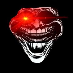 an image of a scary face with red light coming out of it's mouth