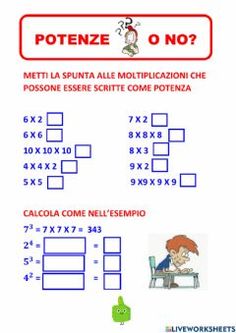 an image of a poster with numbers and symbols for the math game, potenze o no?