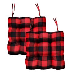 two red and black buffalo plaid seat cushions