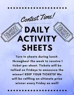 an advertisement for the daily activity sheets