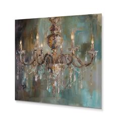 a painting of a chandelier hanging on a wall