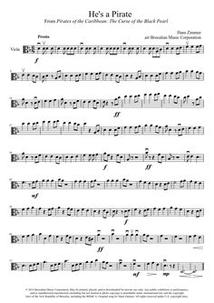 sheet music with the words he's a pirate