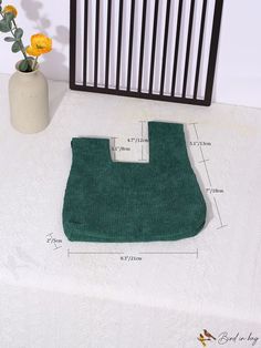 BirdinBag - Chic Corduroy Top Handle Bag: Stylish Minimalism in a Compact Design Casual Corduroy Bags In Rectangular Shape, Casual Rectangular Corduroy Bag, Green Corduroy Bag For Daily Use, Rectangular Corduroy Shoulder Bag, Corduroy Top, Cleaning Materials, Bag Bag, Handle Bag, Compact Design