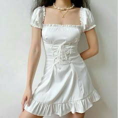 Cute Korean Fashion, Fe Clothing, Sweetheart Dress, Brunch Outfit, Fantasy Clothing, Classic Outfits, Short Skirt, Looks Vintage, Dress Short