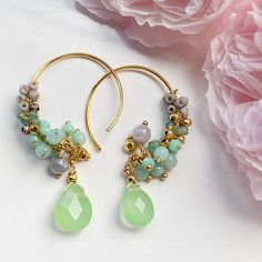 Light green stone earrings. Thank you for visiting PastelGems