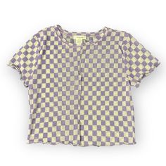 All Orders Ship Next Business Day! Purple Checkered Mesh Crop Top With Ruffled Hems Conditions: New/Clean Condition/Good Condition/No Holes/No Stains/No Pilling/No Fade The Color Is Purple And White Size M Chest: 16" Sleeve: 7" Length: 17" Measurements Are Approximate (Note: This Is A Disclaimer That There Is Room For Error In The Above Measurements!) Crewneck With Ruffled Hems - Never Worn/Nwot Made In Mexico: 90% Polyester 10% Spandex #Retro #Festival #Y2k #Statement #Streetwear #Grunge #Light Summer Casual Tops With Grid Pattern, Casual Summer Tops With Grid Pattern, Casual Grid Pattern Tops For Summer, Casual Gingham Crew Neck Top, Casual Fitted Tops With Grid Pattern, Casual Fitted Top With Grid Pattern, Fitted Casual Tops With Grid Pattern, Trendy Grid Pattern Tops For Spring, Summer Plaid Crew Neck Top