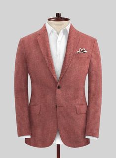 Embellish the classic stalwart of occasional dressing with our Italian Prato Tango Houndstooth Linen Jacket. However, crafted from a pure linen fabric that brings a crisp, breezy feel aligning with surreal smoothness with a striking houndstooth pattern over brown and pink hues, it is a standout choice for ceremonial oc Brown And Pink, Linen Suit, Linen Jacket, Button Jacket, Houndstooth Pattern, Jacket Buttons, Pure Linen, Jacket Style, Tango