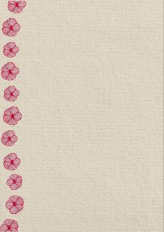 a red and white floral border with pink flowers on cream paper in the center is an empty space for text