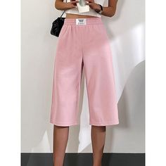 Season:Summer,Spring; Fabric:Polyester; Gender:Women's; Style:Casual,Comfort,Soft,Athleisure; Elasticity:Micro-elastic; Occasion:Vacation,Casual Daily,Weekend; Function:Breathability,Comfortable,Soft,Comfort; Waistline:High Waist; Pattern:Plain; Design:Pocket,Elastic Waist,Baggy; Pants Type:Wide Leg,Chinos,Baggy Pants,Capri Pants; Front page:FF; Listing Date:06/21/2023; Production mode:External procurement; Hips:; Length:; Waist:; Pants Length:Calf-Length Oktoberfest Outfits, Style Athleisure, Womens Basic Tops, Pink Fall, Womens Chinos, Cotton Linen Pants, Outwear Women, Linen Shirt Men, Linen Shirt Dress