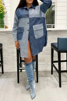 Product NameLight Blue Casual Solid Patchwork Turndown Collar Long Sleeve Regular Denim DressesItem NO.L8202066420Weight0.5460kg = 1.2037 lb = 19.2596 ozCategoryDRESSES Denim Dresses SkirtsTagCASUAL , Long Sleeve , Solid , Patchwork , Turndown Collar , Straight , Cardigan , Denim , Regular , Small ElasticMaterialDenimStyleCasualPattern TypeSolidElementPatchworkNecklineTurndown CollarElasticSmall ElasticSleeve LengthLong SleeveFit TypeRegularClothing LengthRegularProfileStraightClosed TypeCardiganTypePatchworkSize(in)BustSleeve LengthS4820.9M49.621.3L51.221.7XL52.8222XL54.322.4Size(cm)BustSleeve LengthS12253M12654L13055XL134562XL13857Tips:Due to the many variations in monitors, the color in the image could look slightly different, please take physical design and color shall prevail.Please a Casual Knee-length Patchwork Denim Dress, Knee-length Blue Patchwork Denim Dress, Blue Long Sleeve Denim Top, Knee-length Denim Blue Patchwork Dress, Blue Patchwork Denim Dress Knee-length, Denim Blue Patchwork Knee-length Dress, Non-stretch Blue Denim Button-up Dress, Blue Long-sleeved Denim Dress With Pockets, Casual Long Sleeve Patchwork Denim Dress