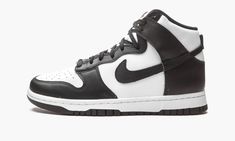 The Women’s Nike Dunk High “Panda 2021” is a classic two-tone, black-and-white look for the women’s edition of the high-top lifestyle shoe. Ultra wearable, the “Panda 2021” is constructed in the same two-tone color block as some of the iconic Dunk styles once found in 1985’s “Be True to Your School” collection of college basketball-inspired colorways. Here, the perforated toe, mid-panel, and collar display a white leather design. Nike painted the overlays on the forefoot, eyelets, collar, heel, Nike Dunk High Panda, Womens Basketball Shoes, Dunk High, Nike Dunk High, Stadium Goods, Nike Womens, Womens Basketball, Black Laces, Shoes Nike